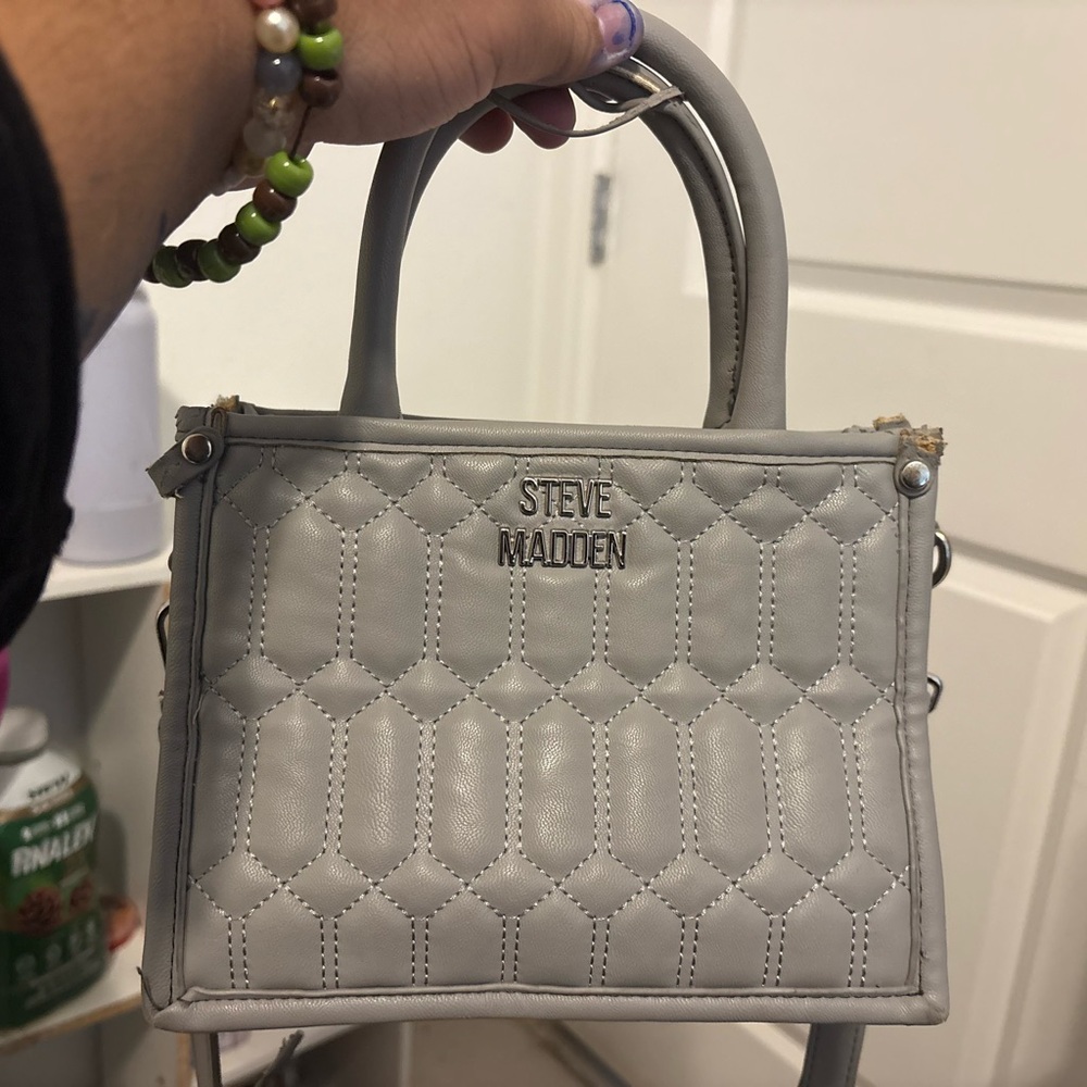 Steve Madden Light Gray Quilted Mini Bag